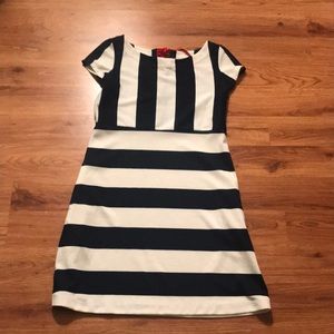 Anthropologie striped dress with red bow in the back